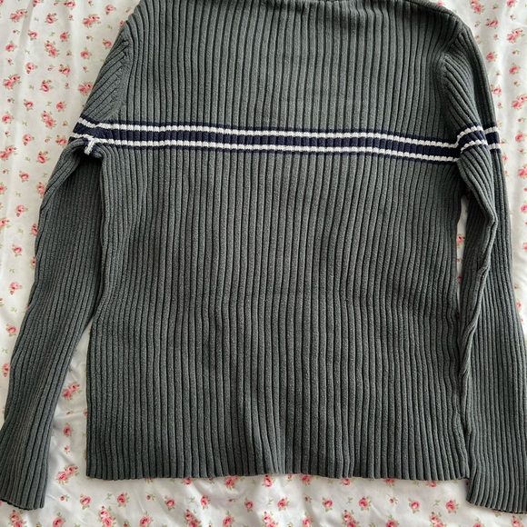 vintage green stripe grandpa sweater - Picture 4 of 4